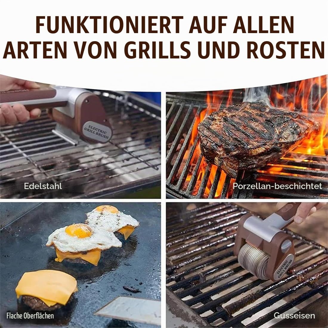 Shaker Elektrischer Grillreiniger, Borstenfrei Rotierende Grillbürste, Kabellos & Wiederaufladbar, Abnehmbare Edelstahltrommel, 350 U/Min, Hochgeschwindigkeitsreinigung (A)