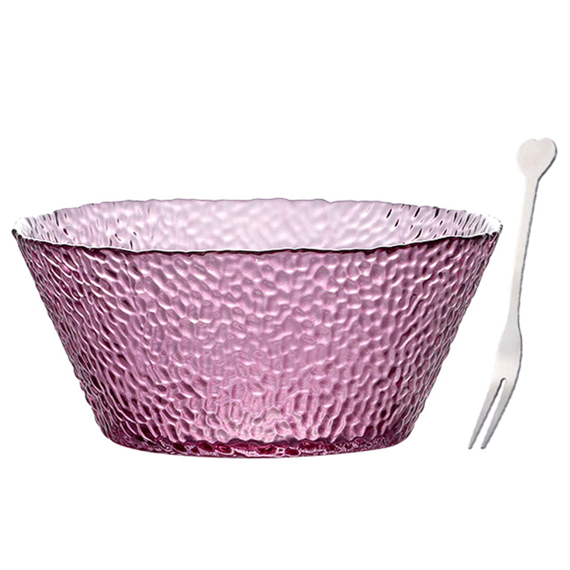 Glas Obstschale Salatschüssel Verdicken Transparente Runde Schüssel für Obstkorb Gemüsesnack (21x9.5 cm), Beinhaltet 2X Fruchtgabel
