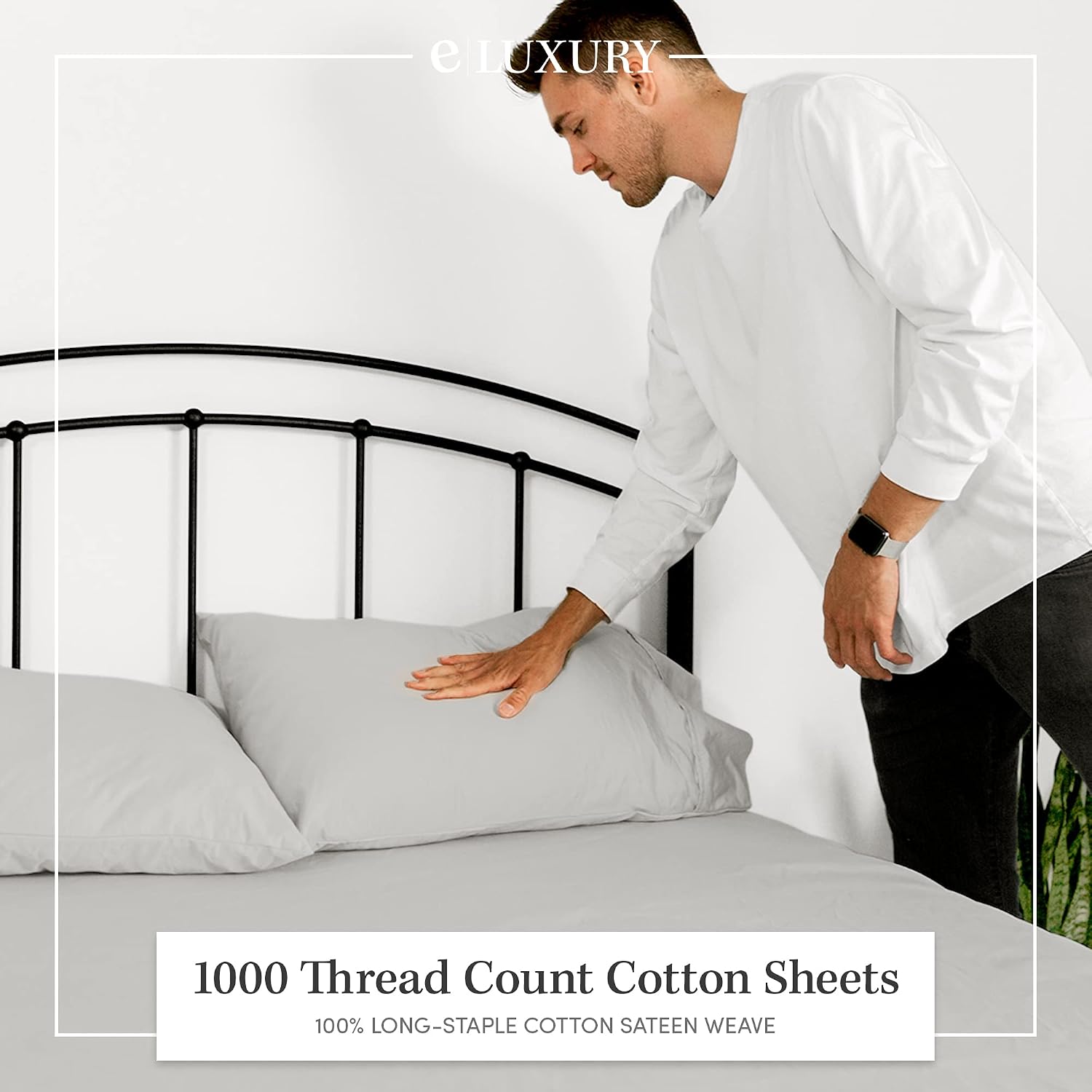 1000 Thread Count Bed Sheet Sets - Luxurious 100% Cotton Deep Pocket Sheets - Bedding Set Includes One Flat Sheet, One Fitted Sheet & Two Pillowcases - California King Size, Grey