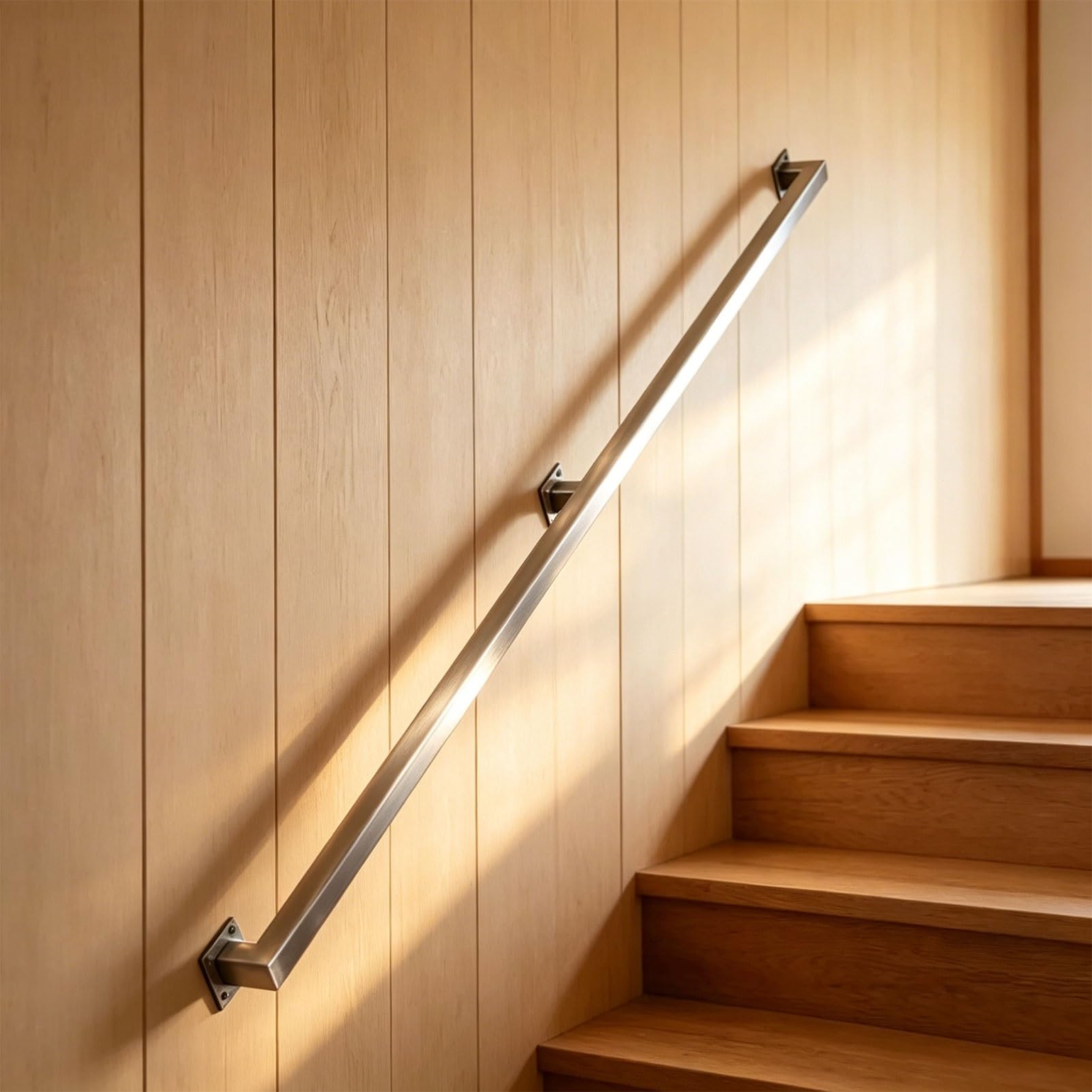 Renmlion One Color Handrail For Stairs｜Stainless Steel Staircase Banister Hand Rails 80Cm 1M 120Cm 1.5M 180Cm 2M 240Cm Stairs Railings For Home Decorations｜Indoors Outdoor Grab Rail Kit(2.6Ft/80Cm)