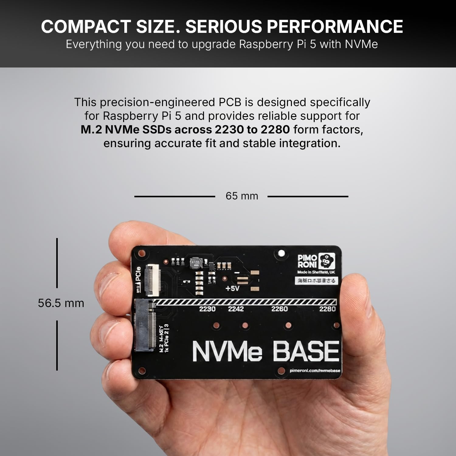 Base NVMe per Raspberry Pi 5 M.2 HAT PCIe scheda di estensione (M.2 2230 a 2280 supportata) PIM699