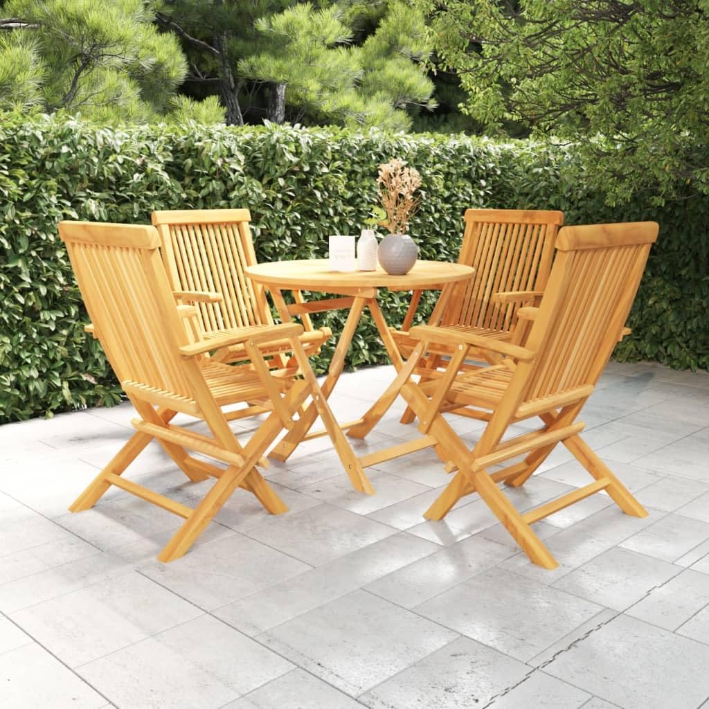 Set di mobili da esterno in teak massiccio 5 pezzi