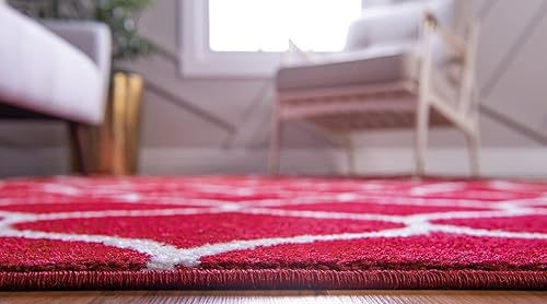 Miniatura 4 de Rugs.com Alfombra de la colección Lattice Frieze  Alfombra mediana roja de 4 x 6 pies, perfecta para salas de estar, comedores grandes, planos