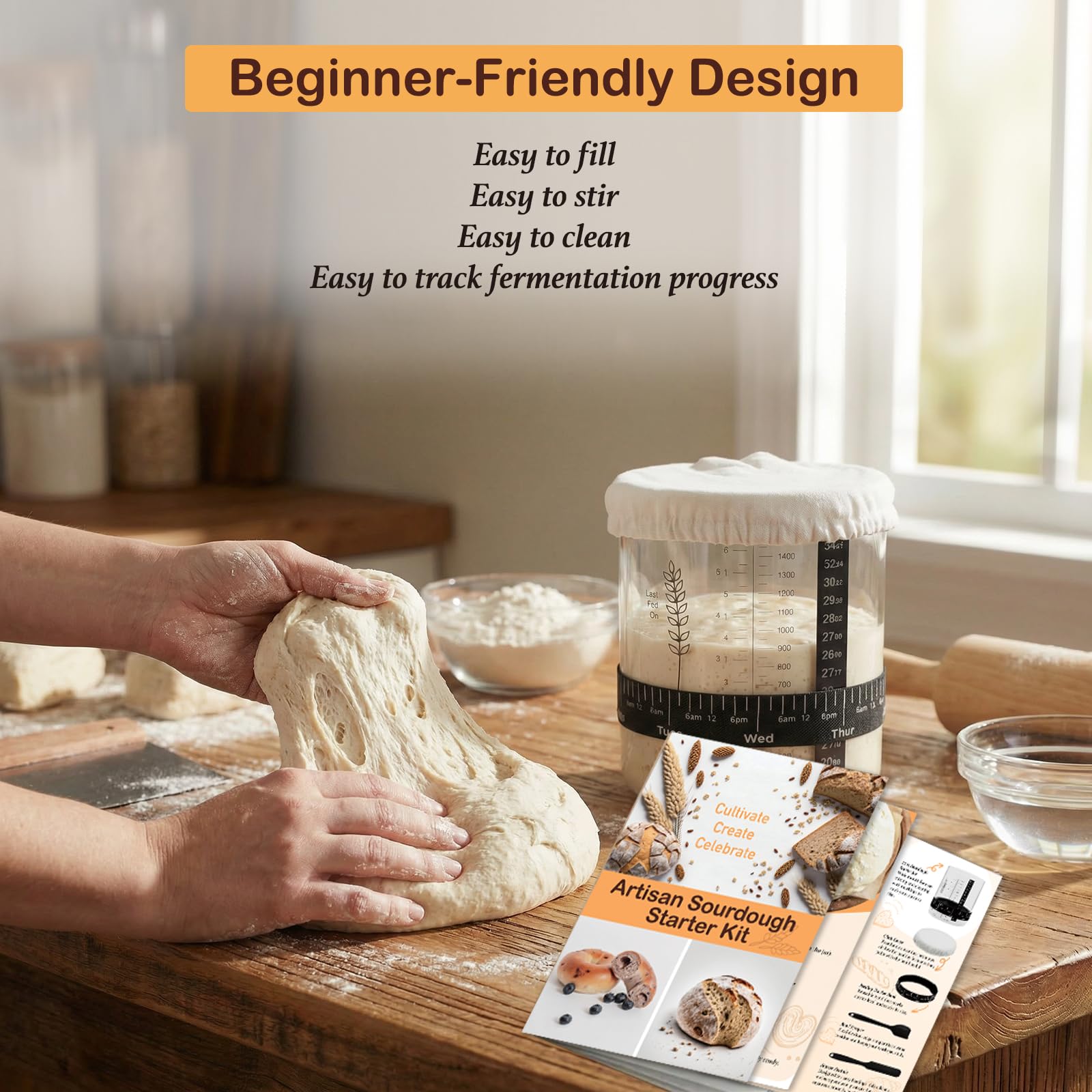 Sourdough Starter Jar Kit qtip holder 3 — view 4