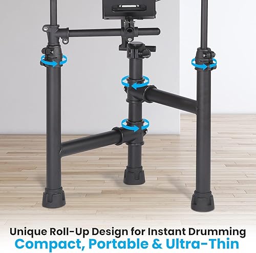 Miniatura 6 de Pyle Juego de batería electrónica, portátil, potente kit con máquina para principiantes, almohadillas sensibles al tacto, conexión a la computadora