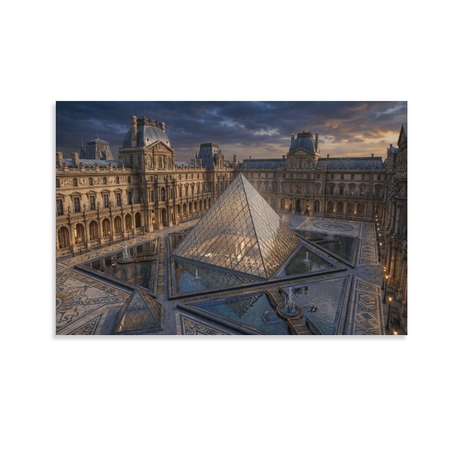 XPASHIQWC Louvre Glass Pyramid Paris Wall Decor Poster Canvas Prints Picture Modern Canvas Wall Art Picture Wall Hanging for Bedroom Living Room Decor 24x36inch(60x90cm)