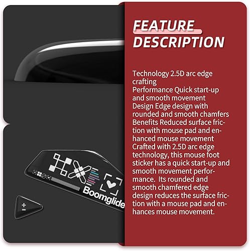 Miniatura 4 de YIMAGUJRX Patines de ratón de vidrio para Logitech G 502 Lightspeed inalámbricos, más rápidos y suaves (impresión negra)