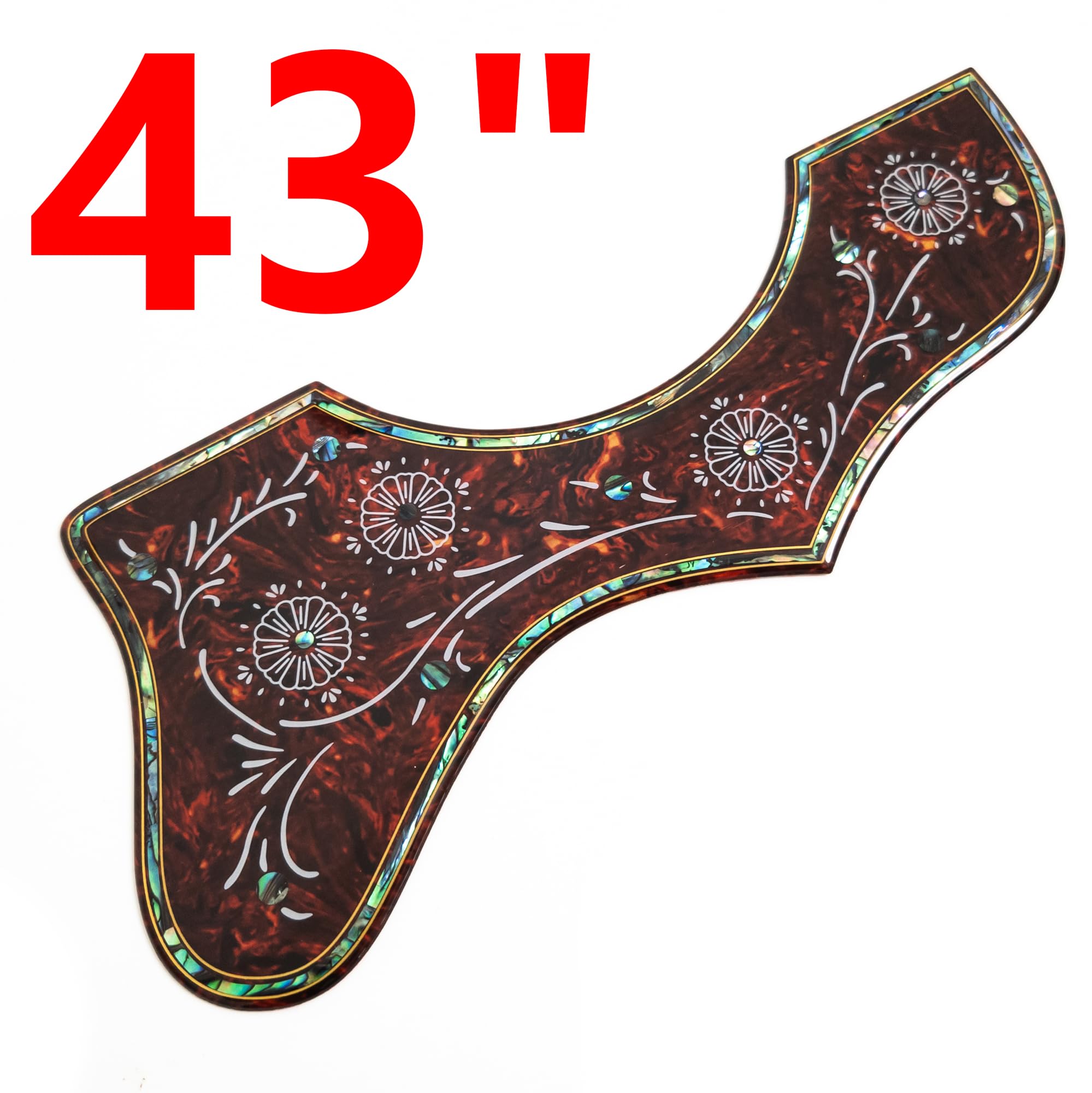 Pickguard do gitary akustycznej, do Gibson J-200 SJ-200, grubość 2 mm, z prawdziwą muszlą abalone, korona, samoprzylepna, uniwersalne dopasowanie do gitary 100 cm, chroni przed zarysowaniami