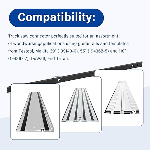 Miniatura 5 de Kit de conector de riel guía de sierra de riel compatible con Powertec Dewalt Festool Triton Makita Riel guía de sierra de riel P-45777