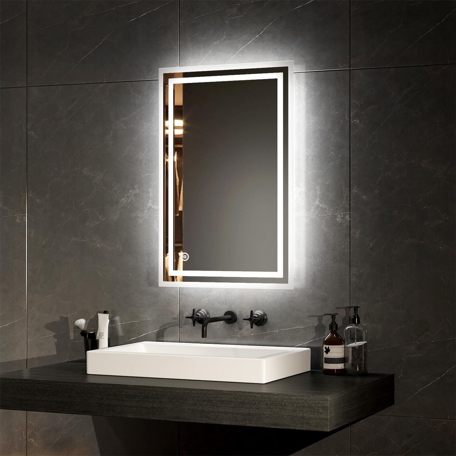 Acezanble 600x500 Bathroom Wall Mirror with LED Lights, LED Bathroom