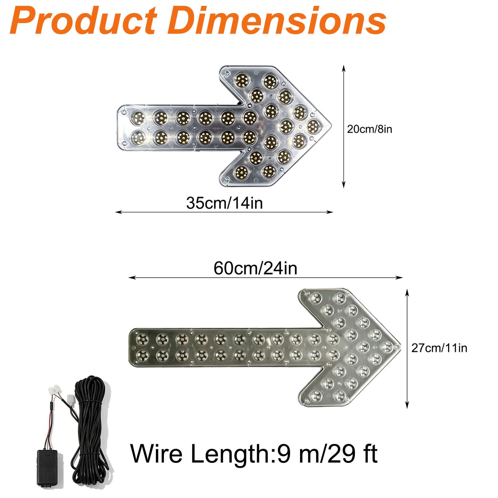 30/60cm, Lampka Kontrolna Led W Kształcie Strzałki Pojazdu, 12v-24v