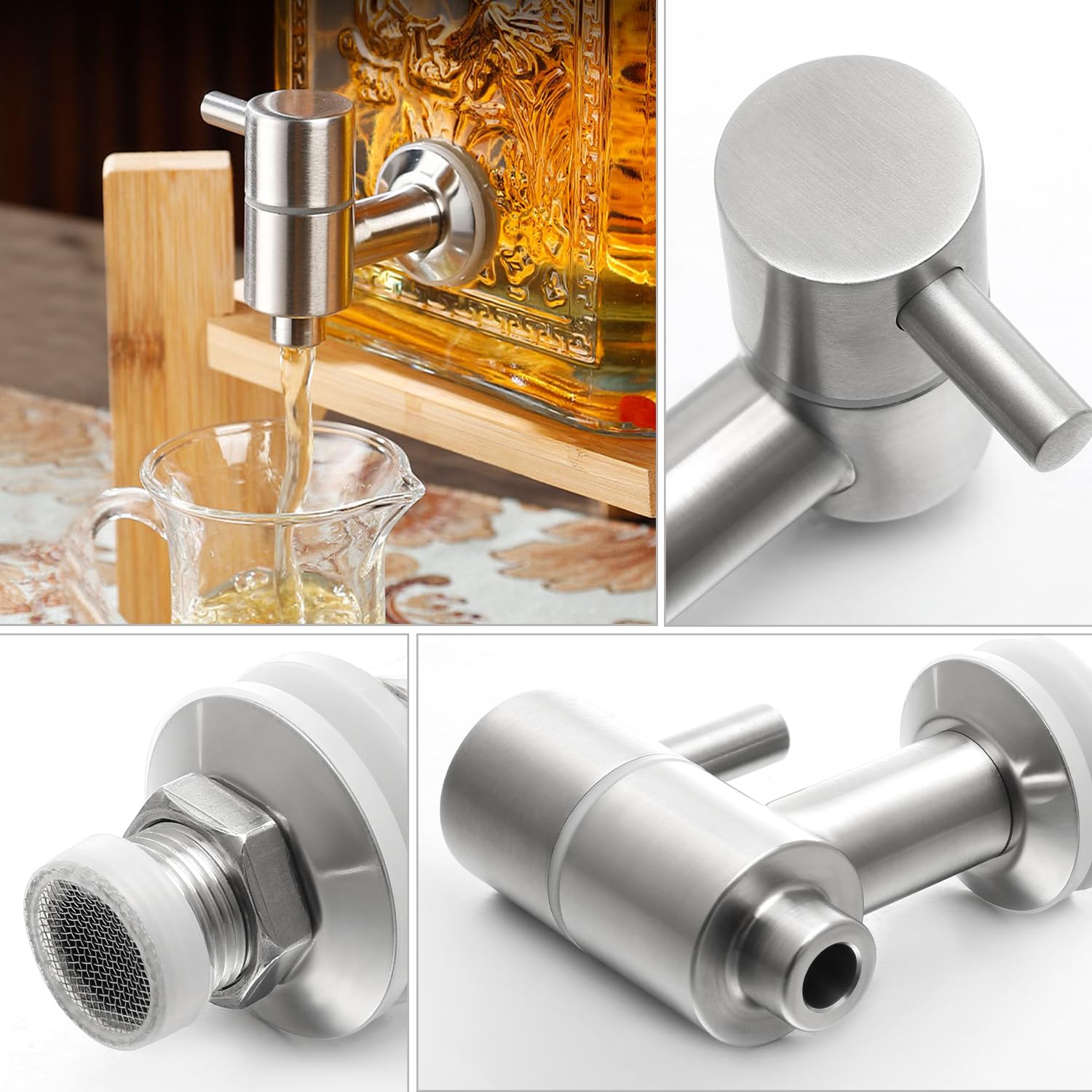 Grifo para Dispensador de Bebidas de Repuesto, Grifo Dispensador de 304 Acero Inoxidable, Grifos Dispensador de Agua para Garrafas, Vino, Cerveza