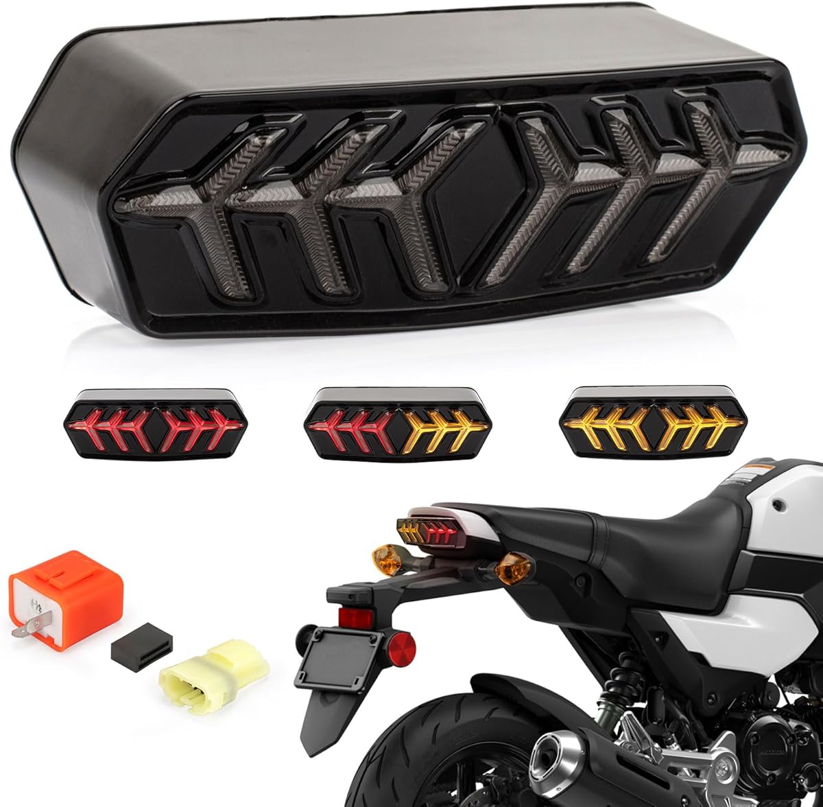 LED Tail Light With Turn Signals For Honda Grom 125 2023 Integrated Motorcycle Brake Taillight Compatible GROM MSX125 2022 CBR650F CTX700 CTX700N CTX700 DCT 2014 2017 (Smoked Len)