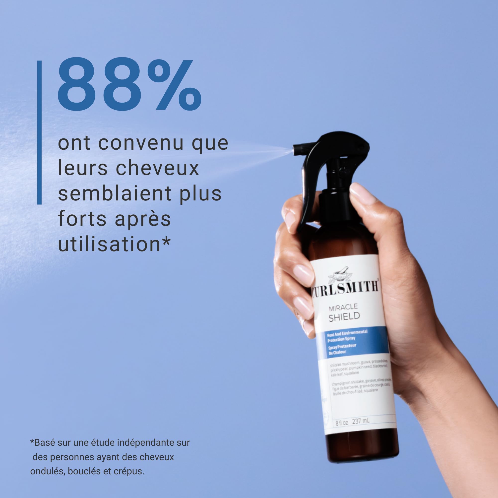 Curlsmith Miracle Shield | Spray multi-protection pour boucles, brume protectrice contre la pollution, Tous types de boucles, végan, 237 ml