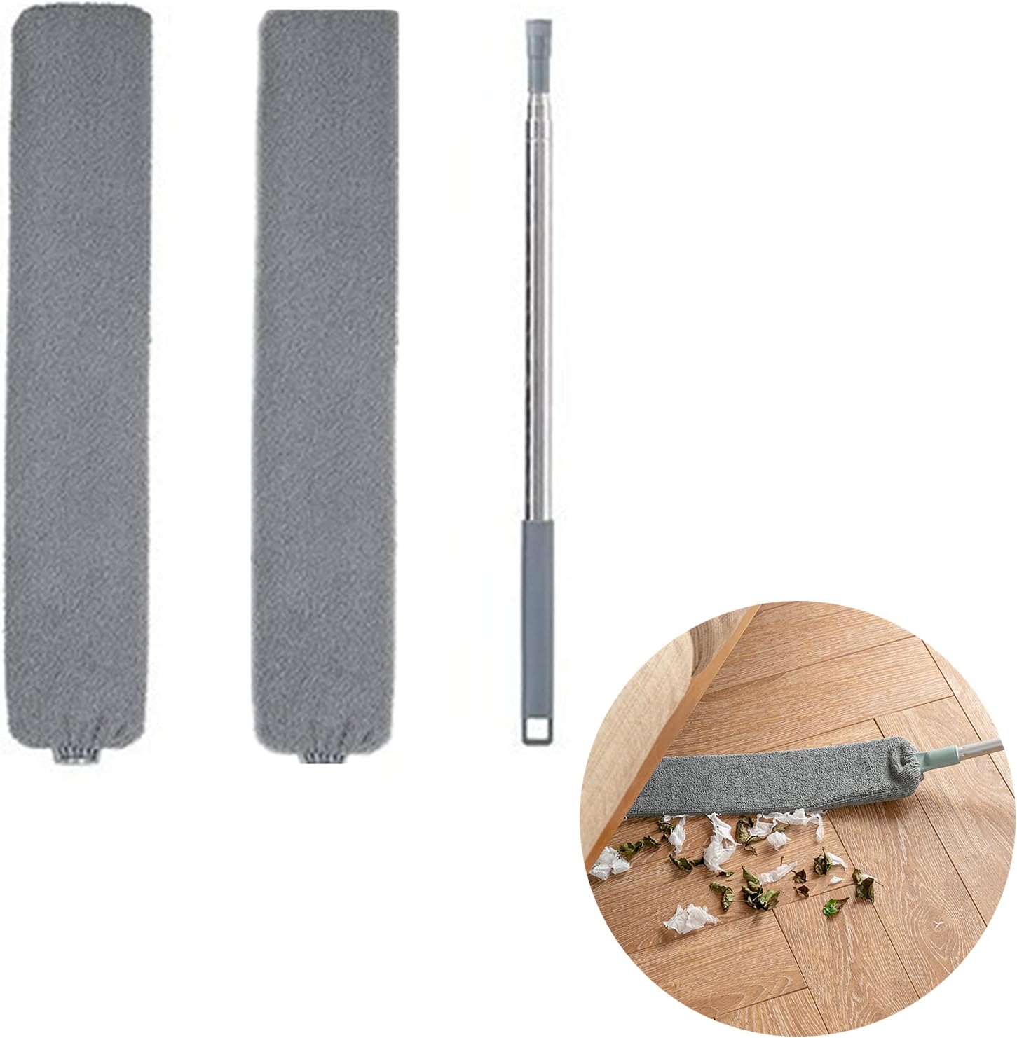 - Retractable Gap Dust Cleaner, Cleaning Tool Under Appliance Or Sofa,Microfiber Hand Duster, Detachable and Washable Gap Cleaning Brush, Couch Cleaner, Including A Replacement Cloth Cover Gray