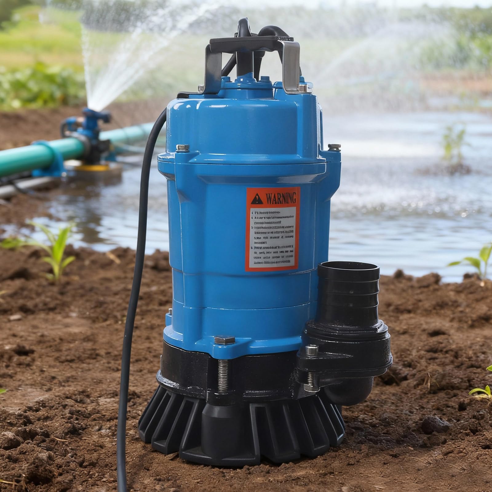 Schmutzwasserpumpe Tauchpumpe 550W/750W/2200W, Edelstahl Abwasserpumpe mit Schwimmerschalter, Gartenpumpe für Bewässerung, Teichpumpe für Kloak (Förderhöhe max 15m/18m/25m) (Blau, 550W)