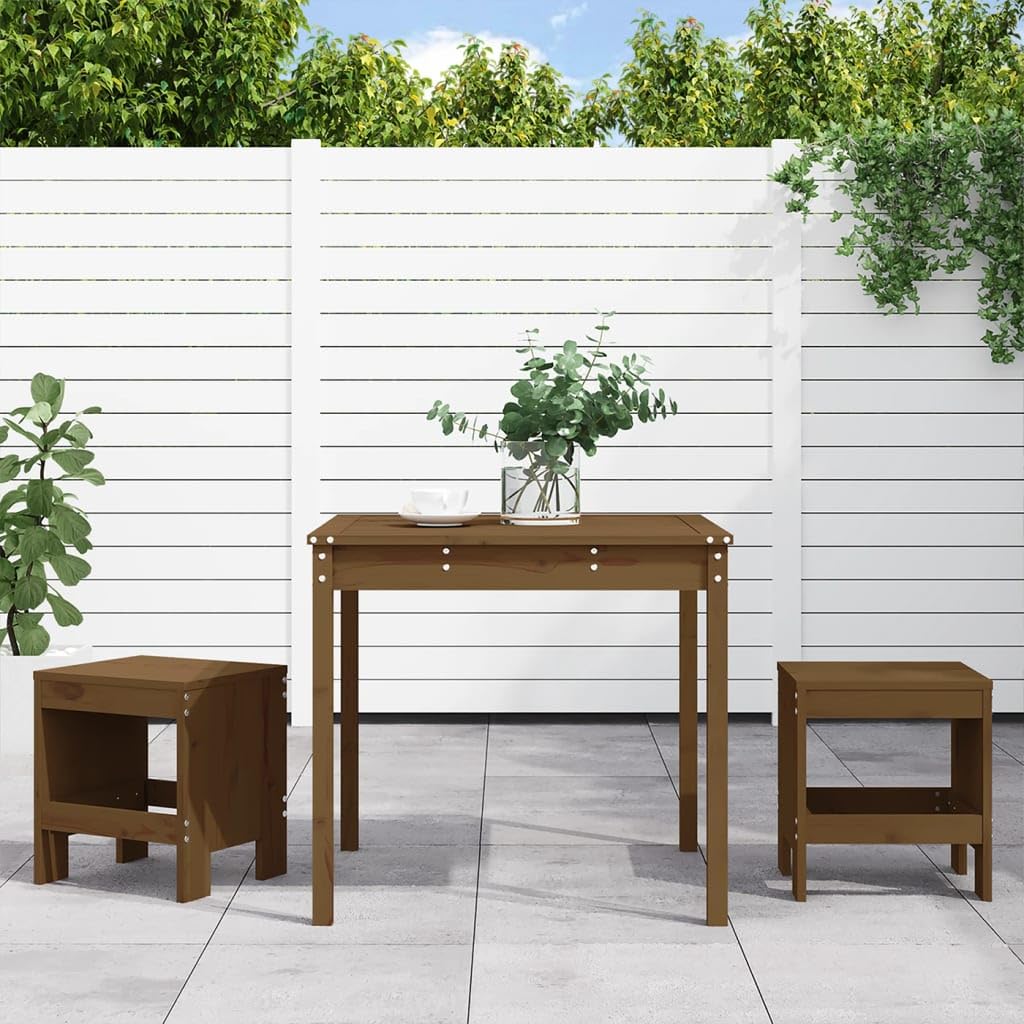 Set da bistrò, 3 pezzi, set da giardino in legno di pino, marrone