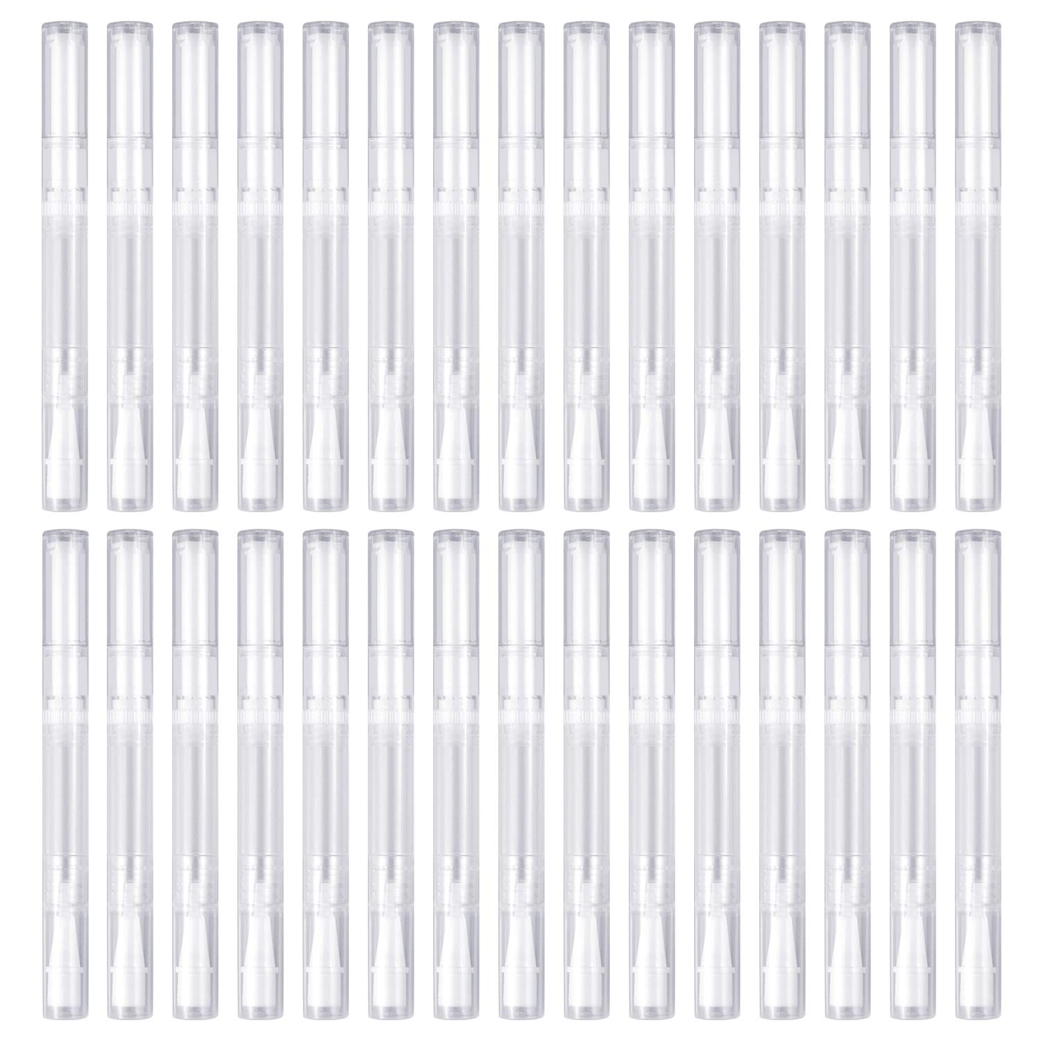 Awpeye 30Pack 3ML Transparent Twist Pens, Empty Nail Oil Pen Brush Cosmetic Lip Gloss Container Applicators