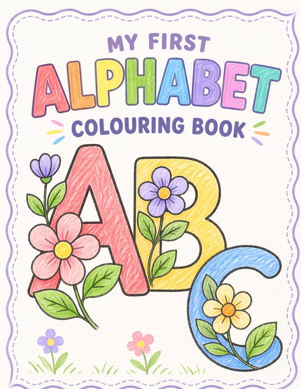 Alphabet with Flowers Coloring Book: A Fun A to Z Floral Coloring Book for Kids Ages 3-6