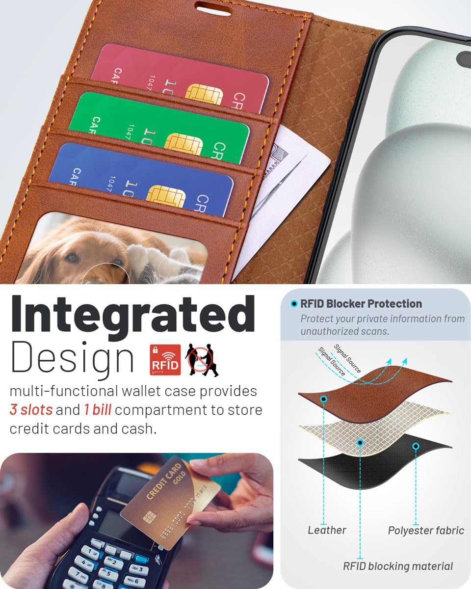 Encased Étui Portefeuille Pour IPhone 17 Pro (série Cache) - Étui De Protection Pour Téléphone Avec Fente Pour Cartes (bleu