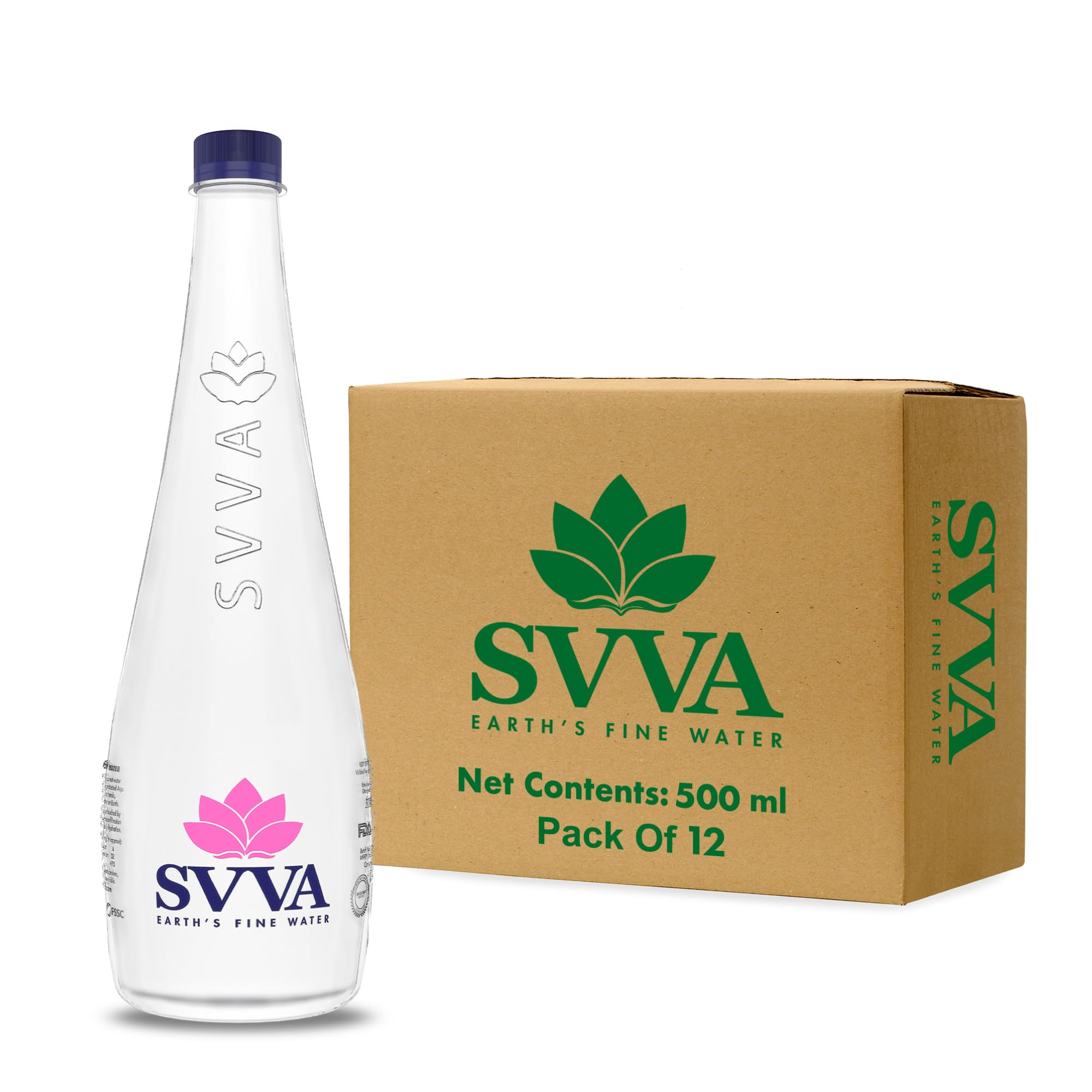 SVVA Earth's Finest Water Premium Subterranean Water | 500 ML Pack 12(PET), Alkaline pH 8+ | Balanced Mineral Essential Healthy Mineral Hydration | Premium PET Bottle Refillable Bottle
