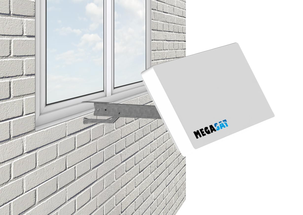 Megasat Antena Plana Set – D1 Profi-Line (1 Usuario, Incl. 10 m de Cable, buscador de satélite, pasacables para Ventana, LNB Intercambiable, múltiples Opciones de Montaje) – Blanco