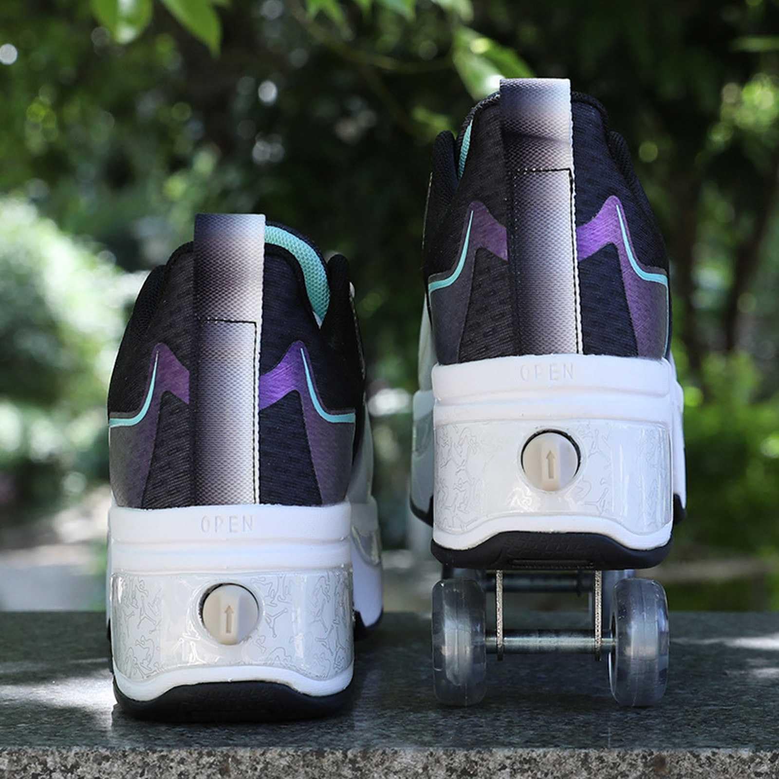 Schuhe mit Rollen für Männer Schuhe Rollschuhe Kinder Skateboard Schuhe Bequem Und Atmungsaktiv Quad Skates Verstellbare Rollschuhe Verstecktes Rad für Laufsportschuhe Zum Spielen für Männer