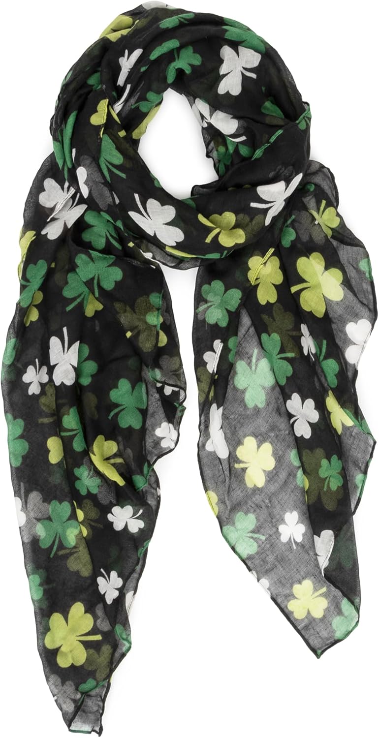 St-Patricks-Day-Scarf Green-Shamrock Shawl-Warp Soft Lighweight-Irish-Scarf for Women Girls