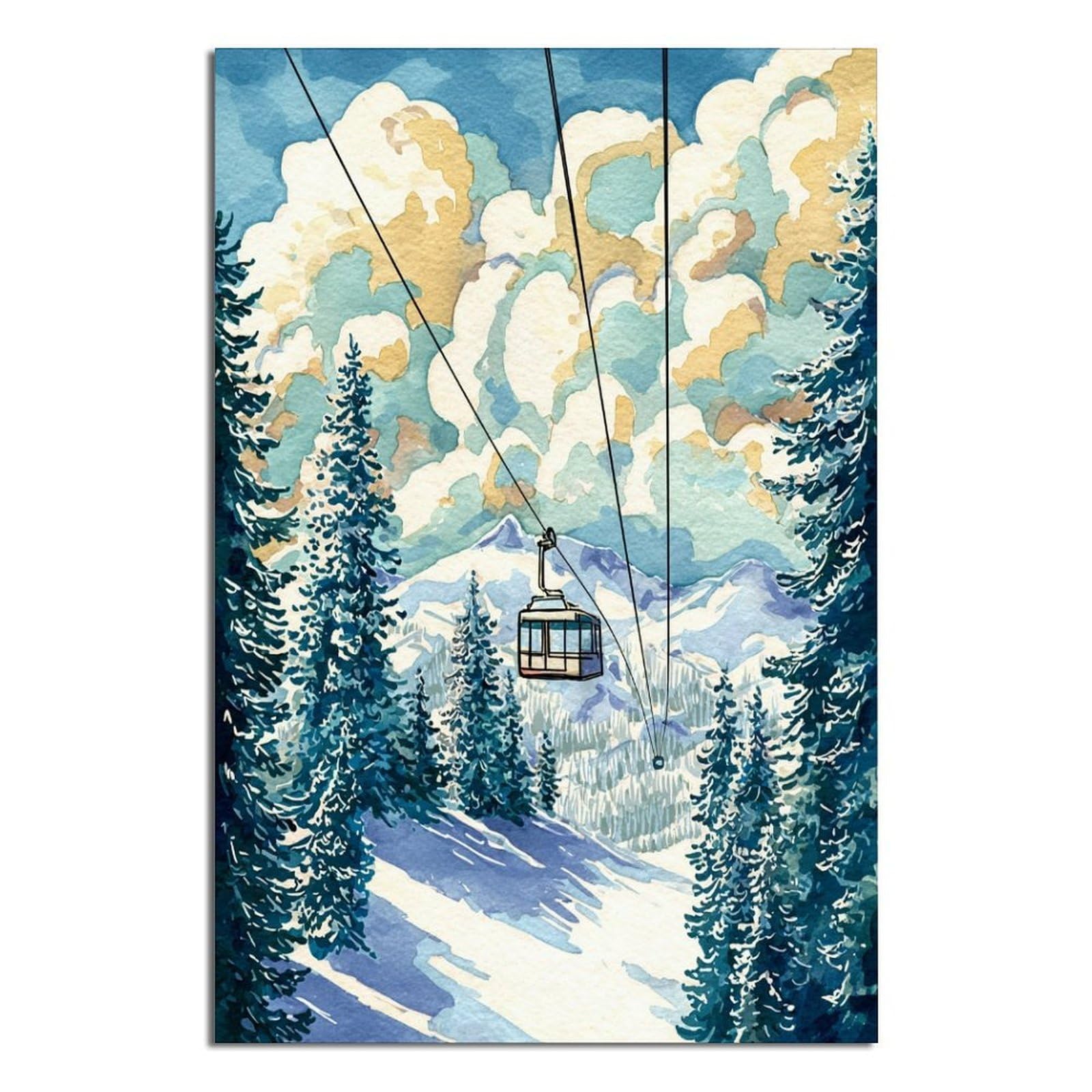 CFXNGA Vail Ski Posters 20x30inch(50x75cm) Vintage Watercolor Canvas Art