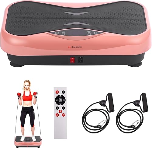 Miniatura 9 de Máquina de ejercicios de placa vibratoria, plataforma de fitness con placa vibratoria con control remoto, placas de vibración portátiles para Rojo