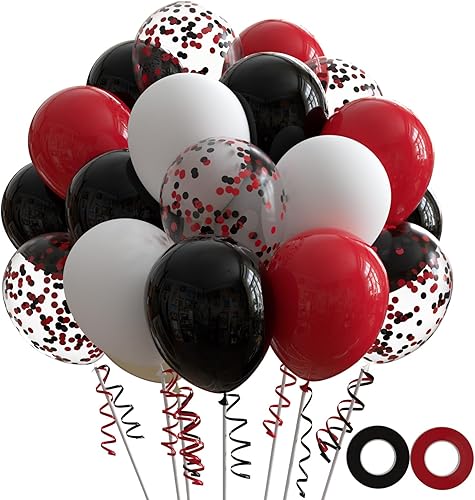 Miniatura 1 de Kit de 70 globos de confeti negro y dorado, globos de látex metálicos dorados y negros de 12 pulgadas para baby shower, boda, cumpleaños,