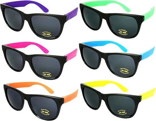 EDGEIWEAR Gafas de sol de neón de los años 80 para fiestas de adultos con certificación CPSIA sin contenido de plomo (Pb)