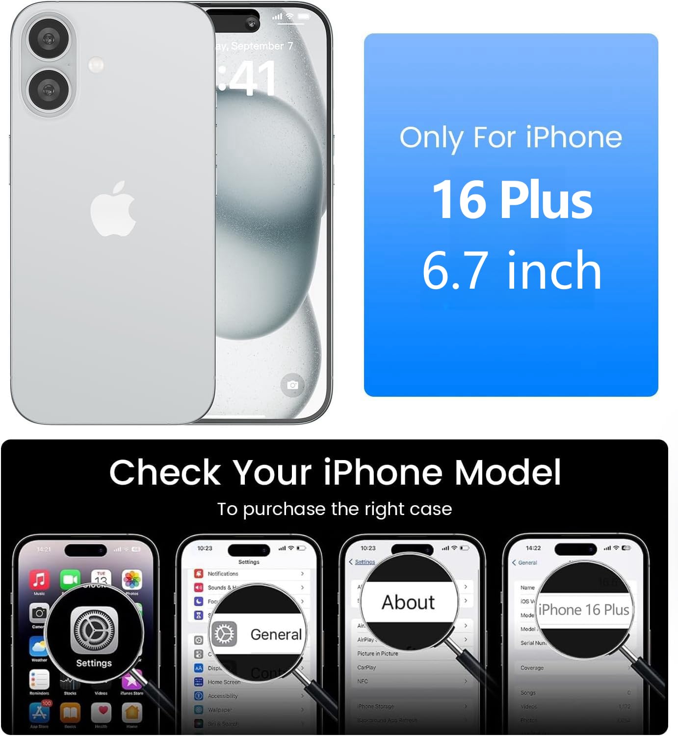 OLEPHY Trasparente Cover con Cordino per iPhone 16 Plus 6,7'', Custodia con Regolabile Collana, [Antiurto] [AntiGraffio] Case con Laccio Tracolla, Beige