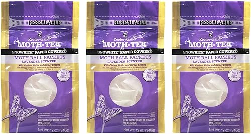 Moth-Tek Snowhite - Paquetes de bolas de polilla perfumadas de lavanda, 12 onzas (3)