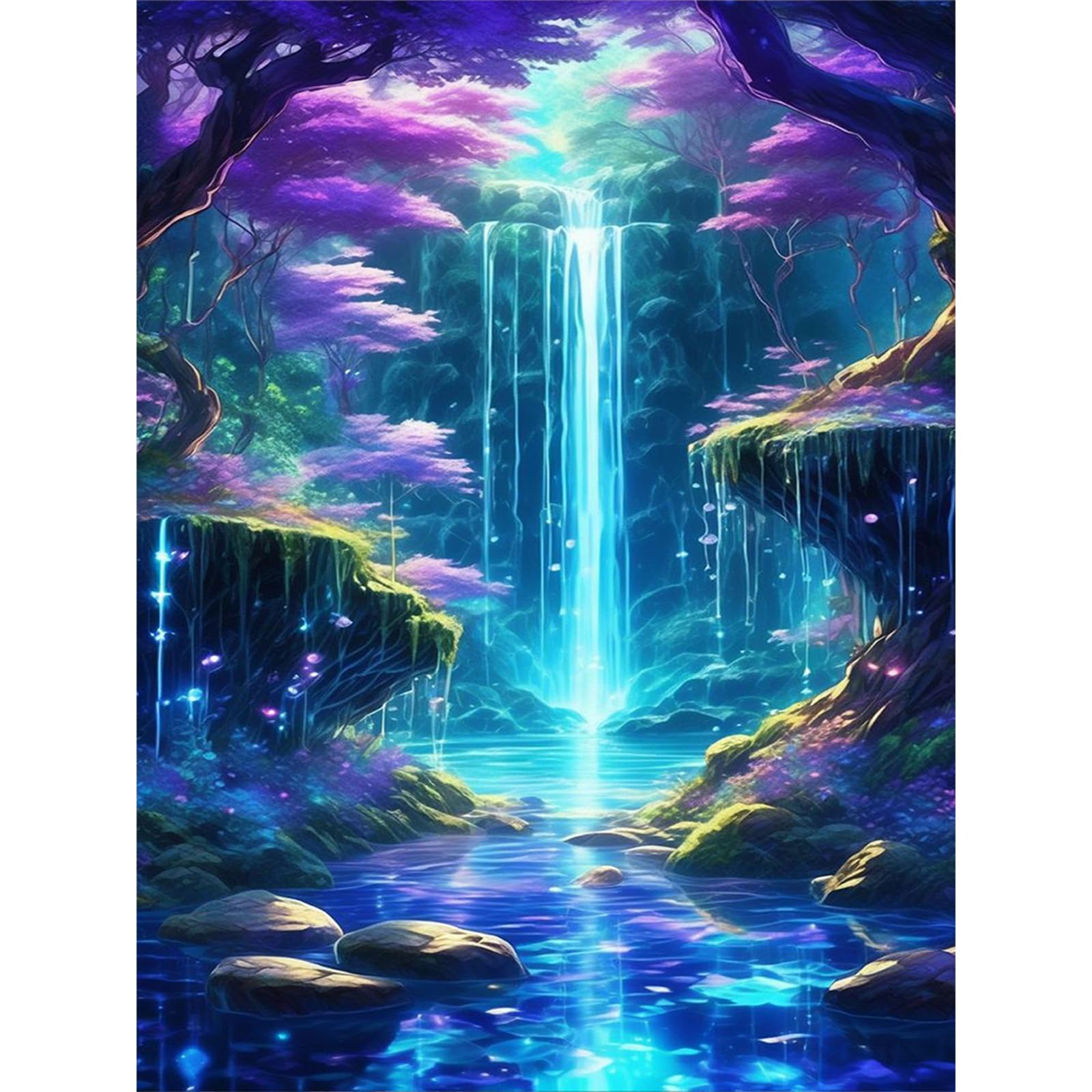 Fountor Diamond Painting Erwachsene Wasserfall, Fantasie Diamond Painting Bilder 30x40cm, Landschaft DIY 5D Round Full Drill Diamond Art Craft Kit für Home Wall Decor Geschenk