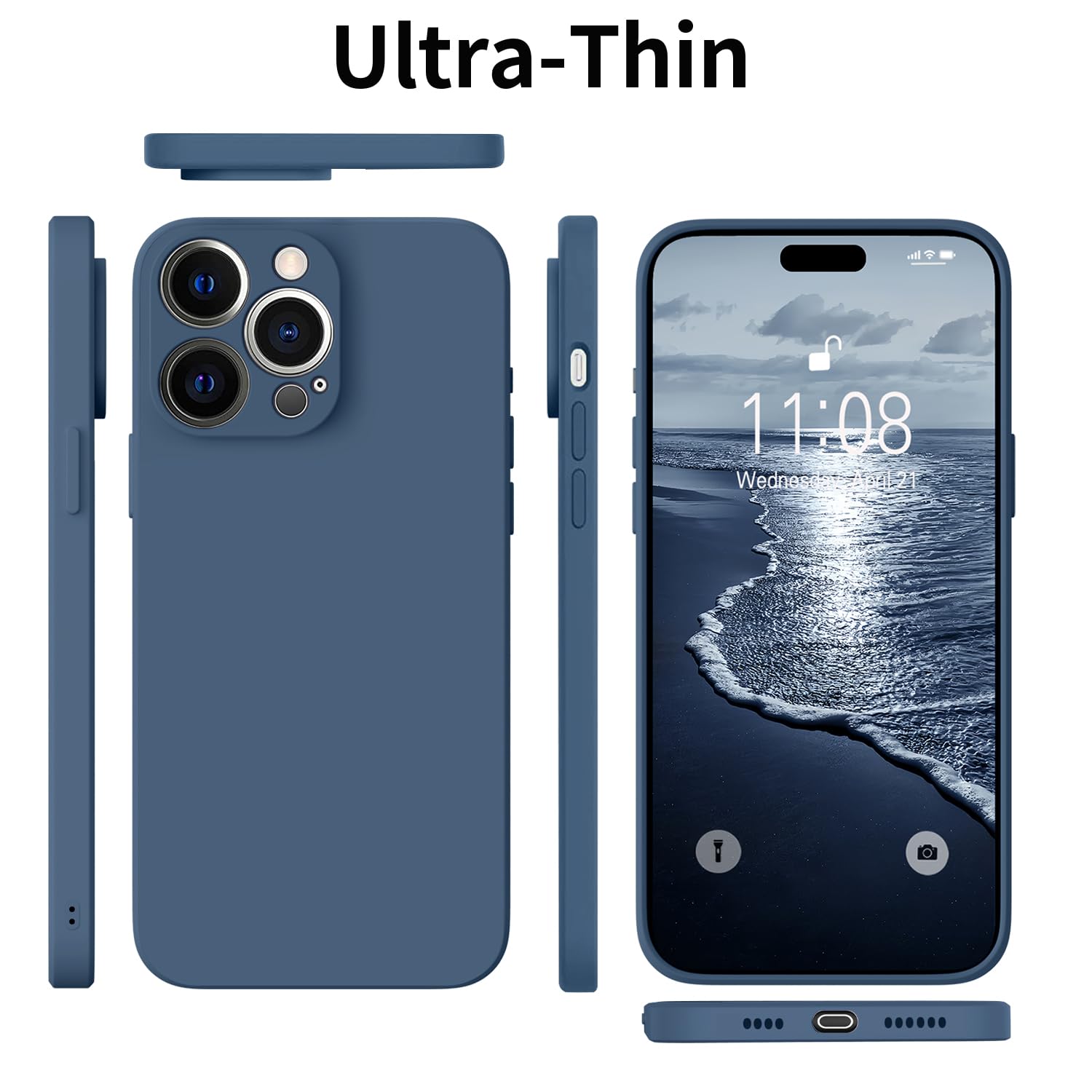 HGH Custodia in silicone per iPhone 15 Pro Max con 1 cordino, custodia