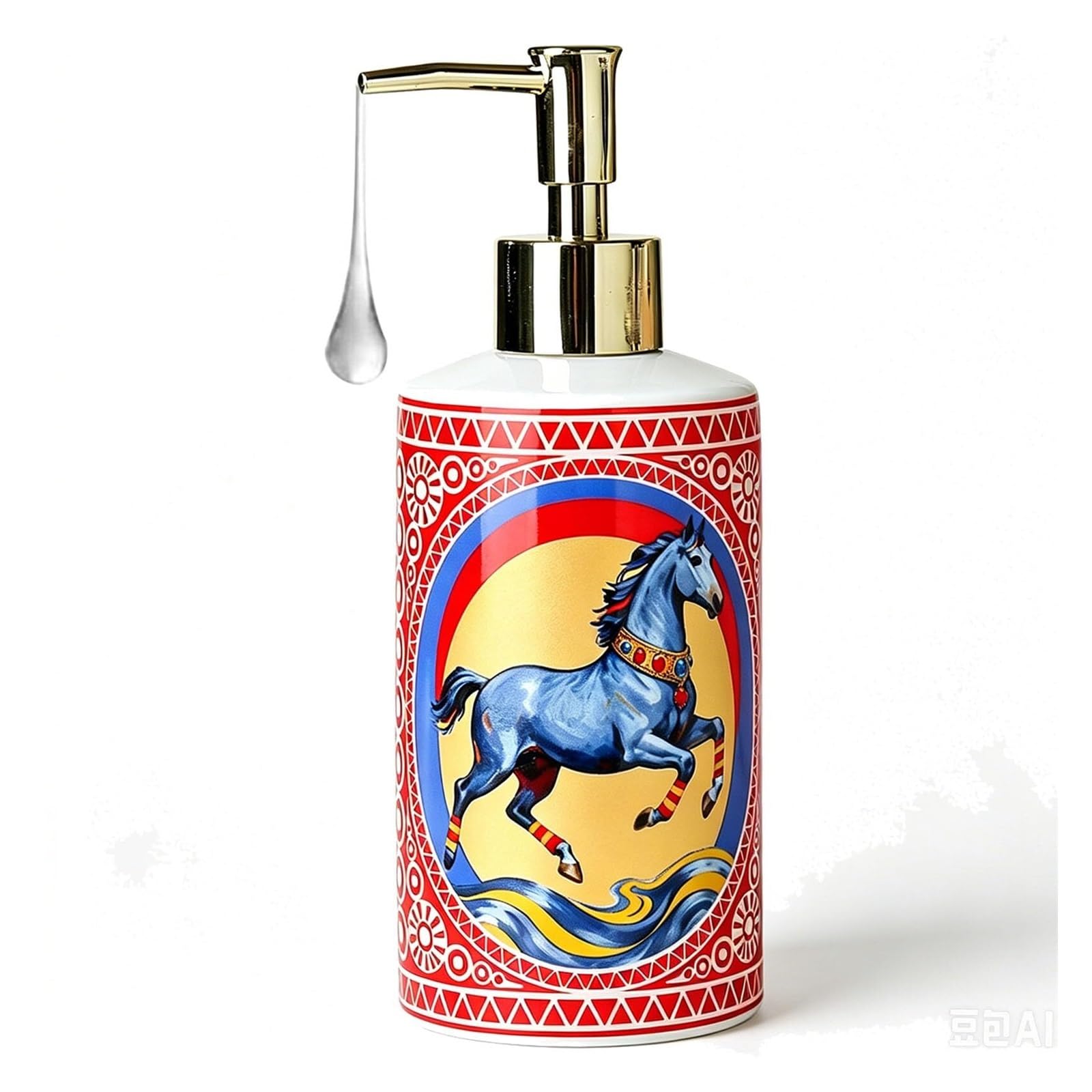 Friendshiphome C Dish Soap Dispenser Retro Horse Erami With Silver Pump Bathroom Stuff