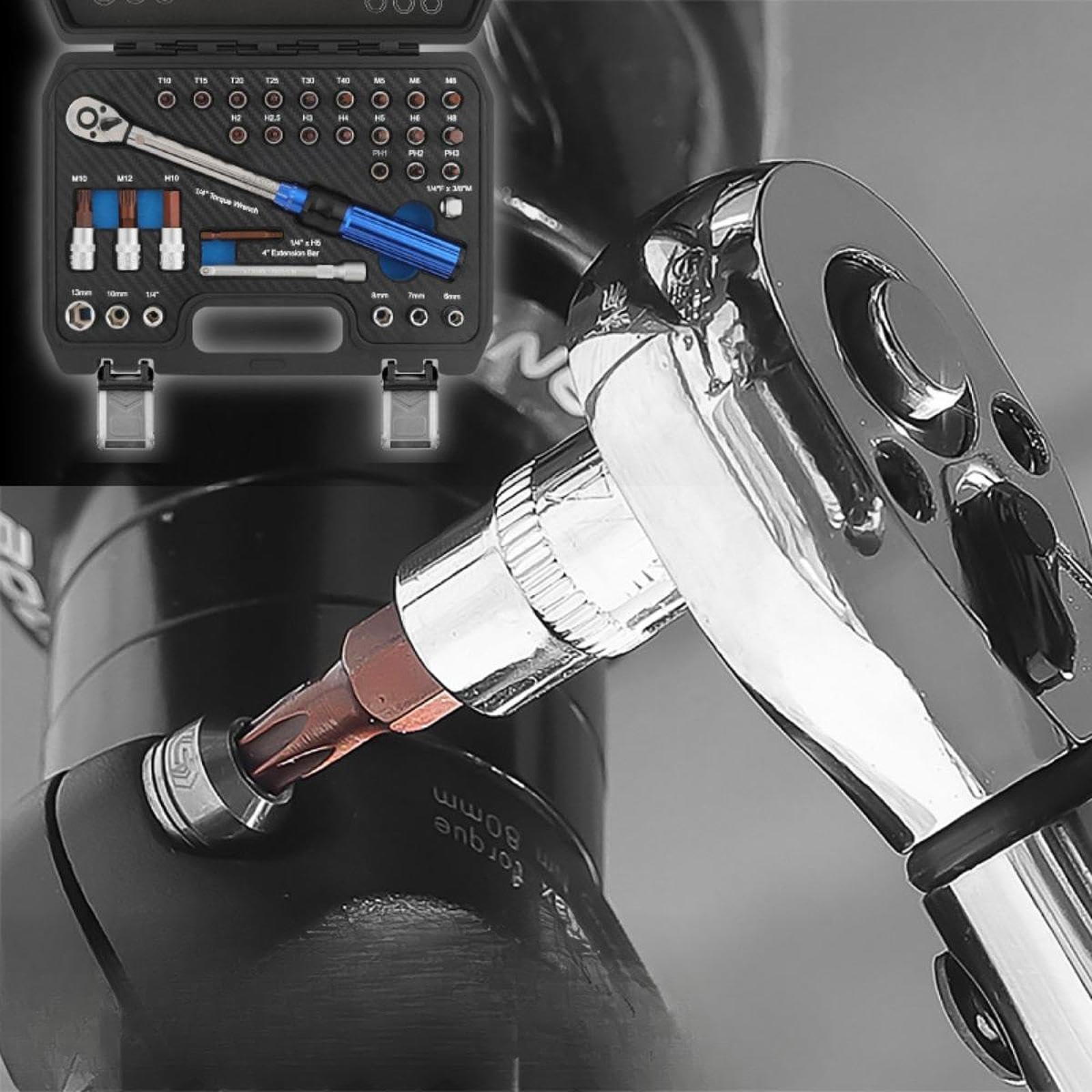 Dinamométricas de Pulgada para Bicicletas: Herramienta Versátil, Robusta Y Precisa para La Reparación de Bicicletas, 32 Piezas