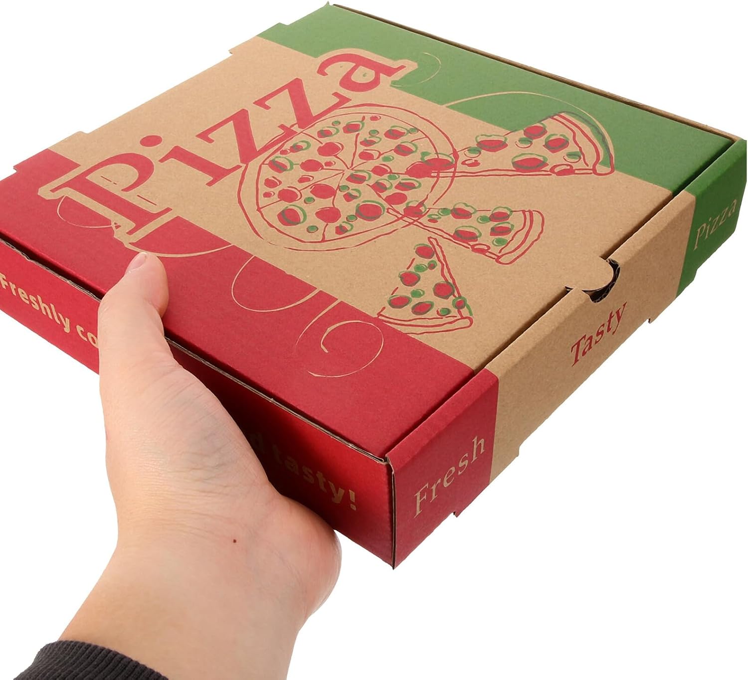 5pcs 8-inch Paper Pizza Boxes Foldable Takeout Containers Small Cardboard Pizza Packaging for Bakery Food Service and Events
