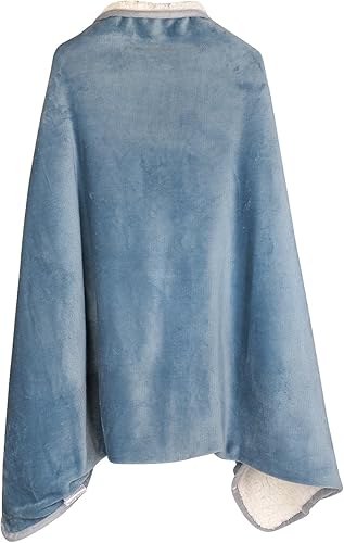 Vista 4 de ITODA Manta para llevar puesta, chal coral, poncho cálido, suave, para ver en frío, TV, sofá, silla, envoltura en casa, oficina, escuela, viajes