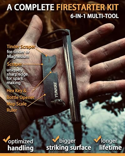 Miniatura 6 de Arrancador de fuego de 5 x 12 pulgadas, barra ferro con 6 superficies anchas de impacto, acero grueso para fuego de más de 25,000 golpes, acero al