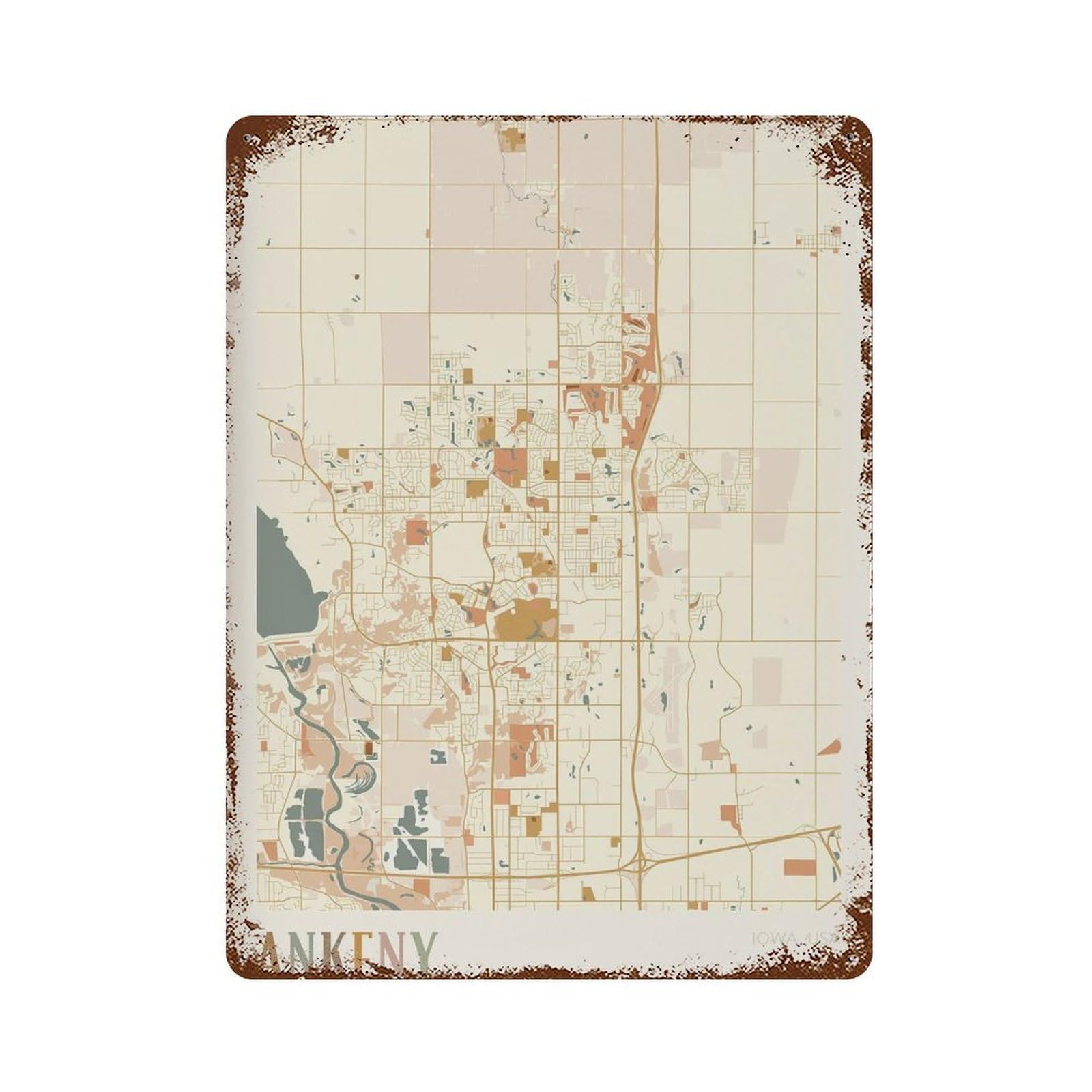 xiaoxiaoshen Ankeny Map Iowa Travel Gift Boho (2) Wall Decor Art Metal Tin Poster Modern Home Decor Art Home Bar Shop Decorations Vintage Sign 40x30cm