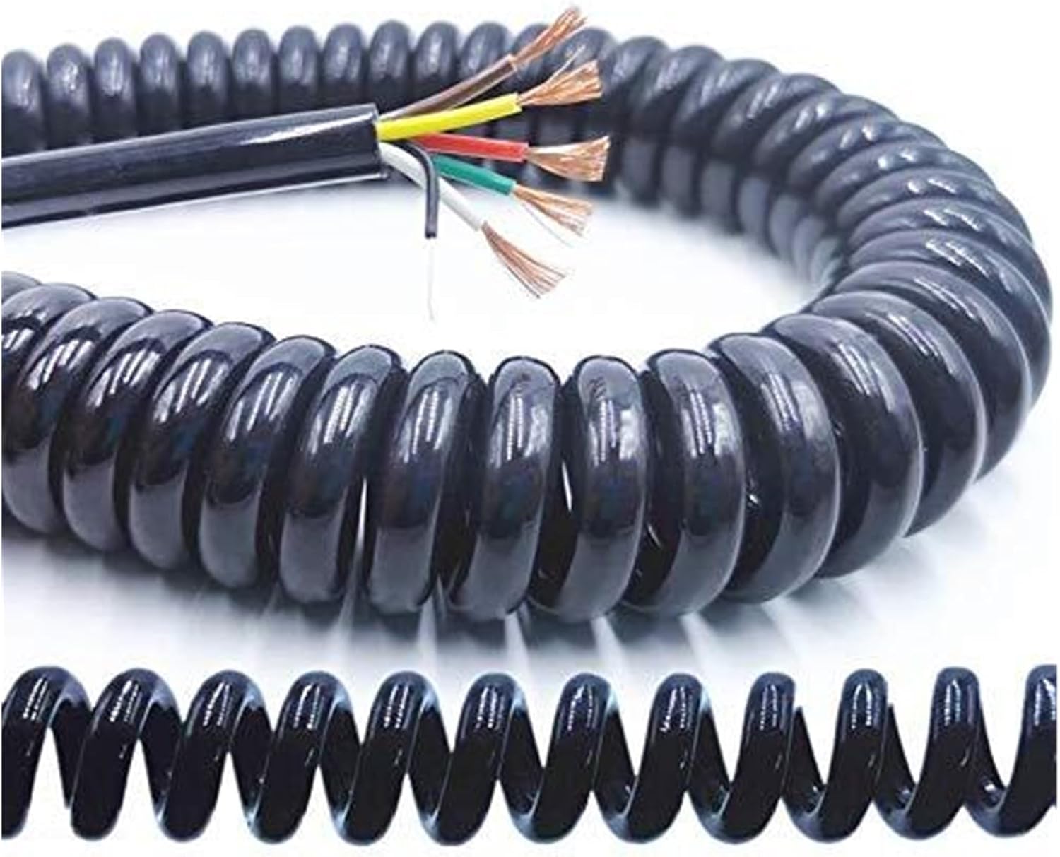 Spring Coiled Cable, 4 Core Spring Telescopic Stretchable Extension Wire Wire Spiral Cable 24AWG0.2mm /20AWG0.5mm /17AWG1.0mm /14AWG2.0mm