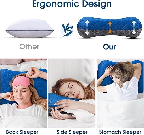 Miniatura 3 de Almohada inflable para acampar con funda extraíble, almohadas de campamento ultraligeras y compactas para dormir, mochileros, senderismo, playa, al