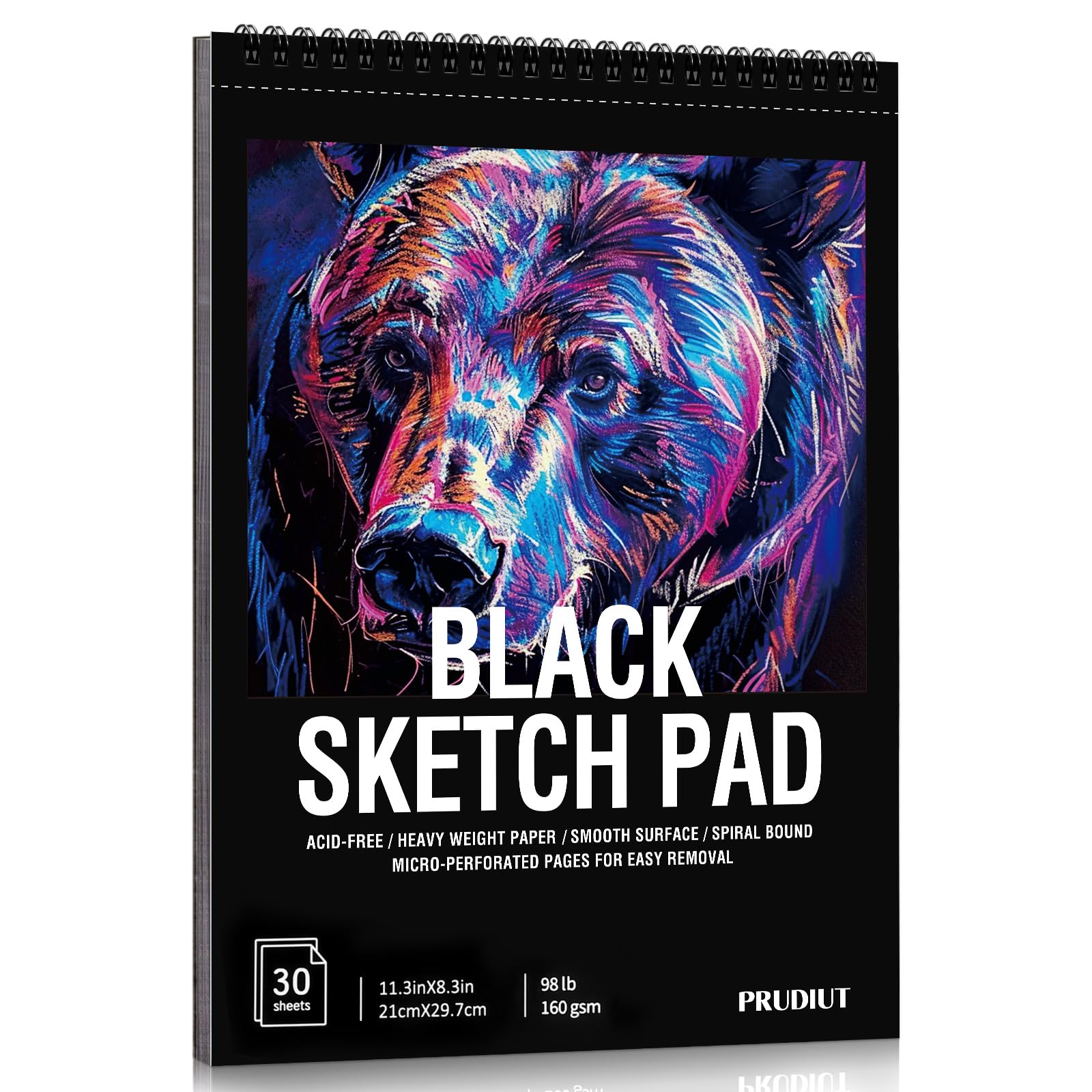 Papier à dessin sans acide noir à spirale pour éviter le transpercement - 8