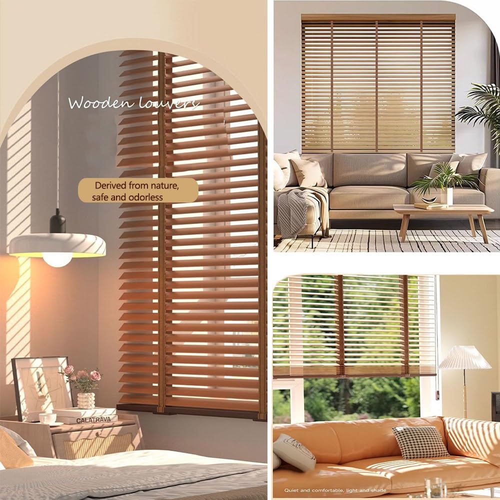 Tenda Veneziana In Legno Oscuranti Tende Orizzontali Lamelle Da 50mm Veneziana Finestra Privacy Per Finestre Persiane Interni Esterni W 45 60 75 80 90 100 115 120 140 CM(40 x 120 m)