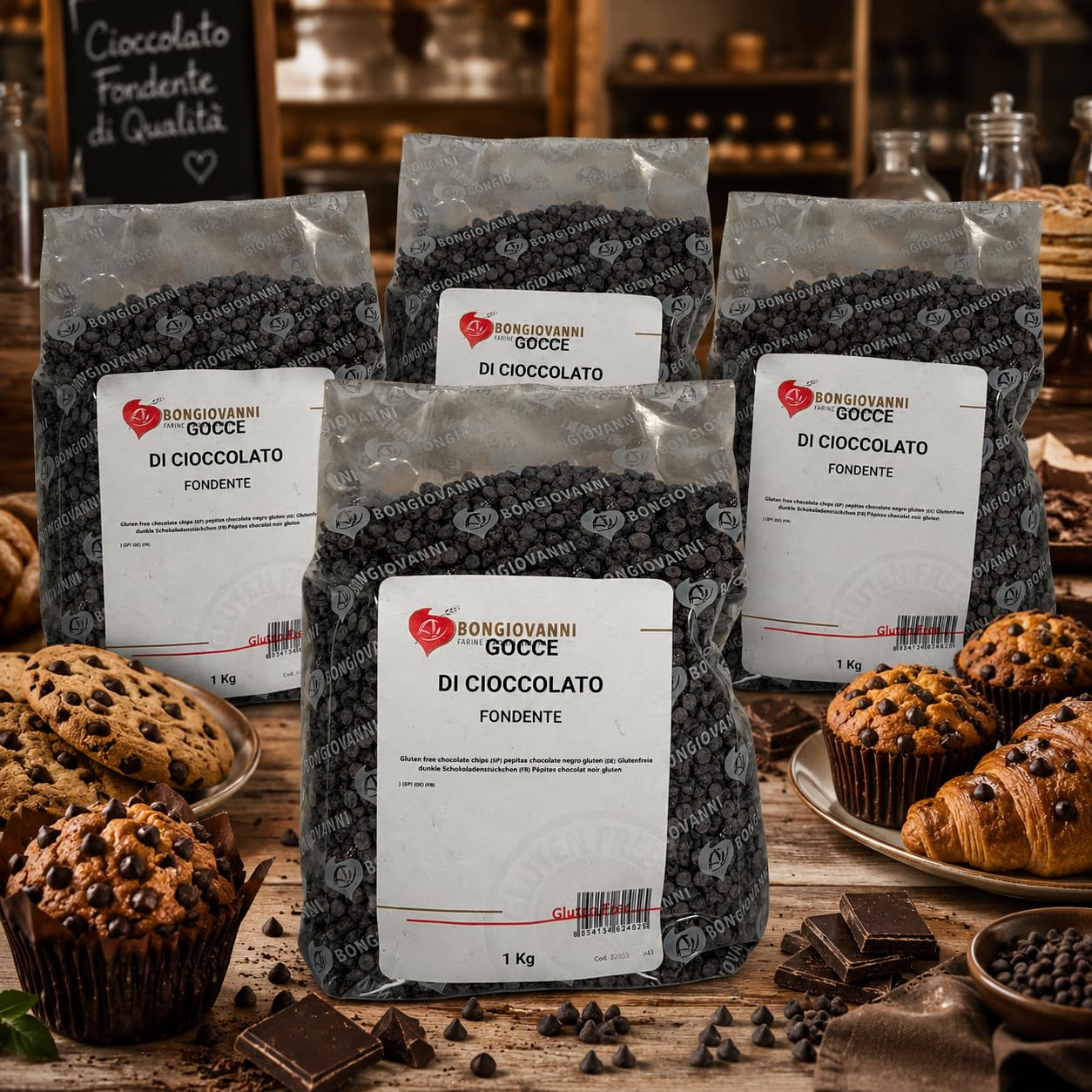 Bongiovanni Bontà Naturali Pépites de Chocolat Noir Sans Gluten 1 kg
