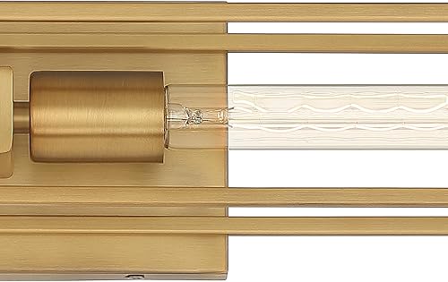 Miniatura 9 de Quoizel LGN8624WS Leighton - Lámpara de pared para baño, 2 luces, 200 vatios, latón desgastado (5 pulgadas de alto x 24 pulgadas de ancho)