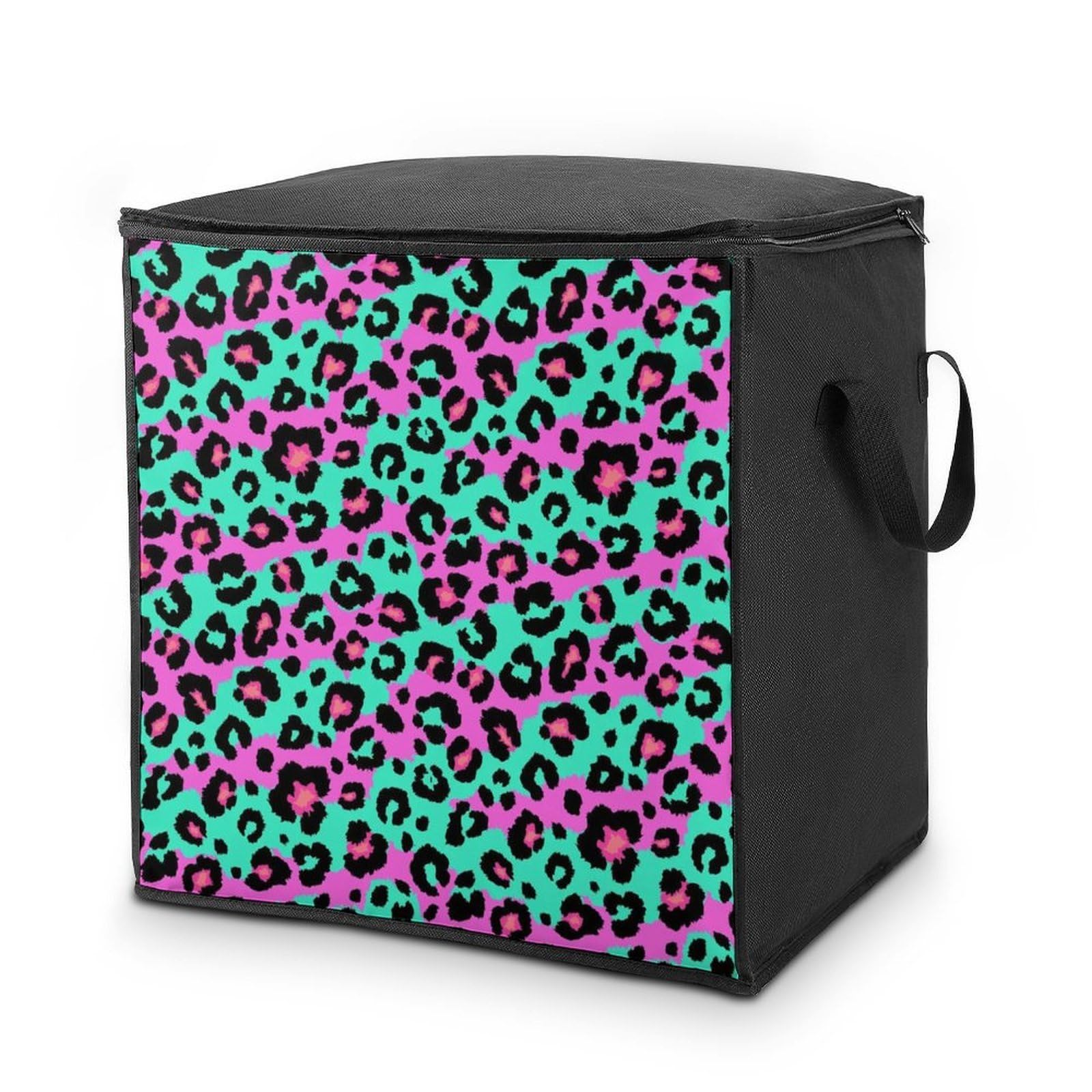 Lyfthologen 70L Storage Bags, Leopard And Zebra Storage Box with Lid Zipper And Handles, Clothes Bags for Quilt, Blankets, Bedding