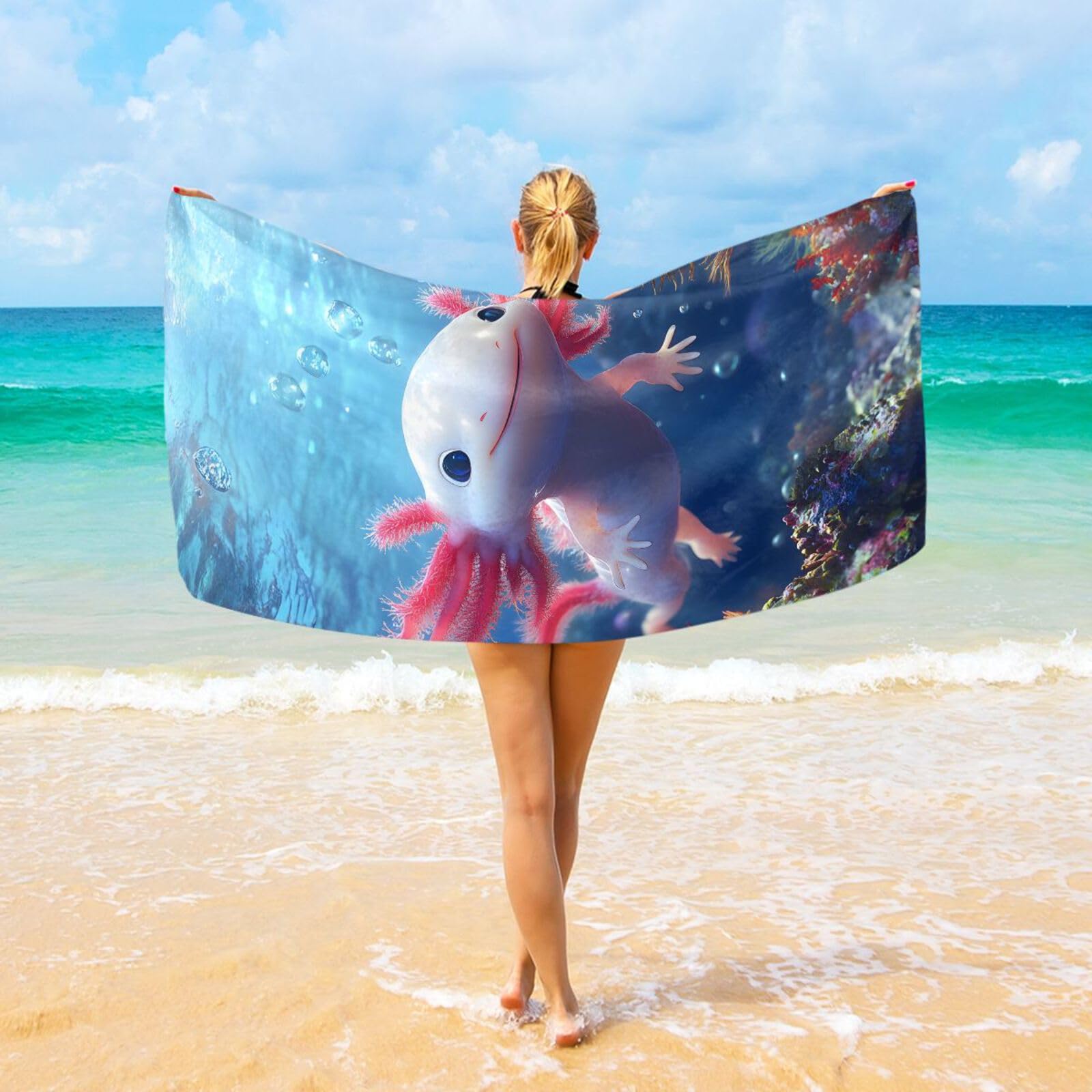 Amazon.com: ALAZA Adorable Ocean Animal Axolotl Beach Towel